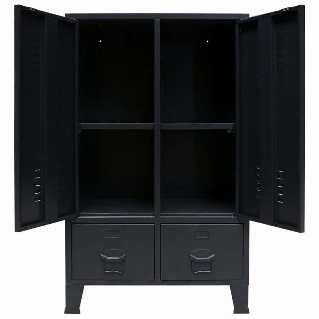 vidaXL 洋服ダンス 金属製 インダストリアル調 67x35x107cm ブラック家具 キャビネット&amp;収納 戸棚・ワードローブ(代引不可)【送料無料】_4