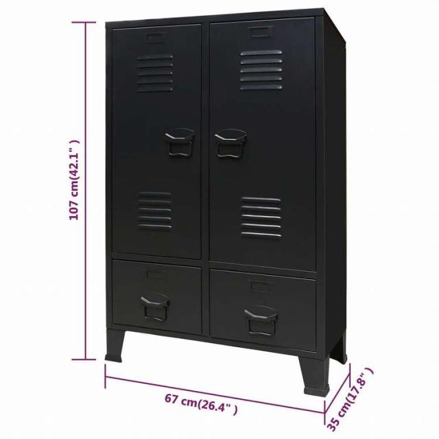 vidaXL 洋服ダンス 金属製 インダストリアル調 67x35x107cm ブラック家具 キャビネット&amp;収納 戸棚・ワードローブ(代引不可)【送料無料】_9