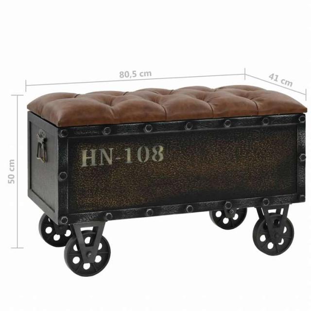 vidaXL 収納ベンチ 無垢材&amp;合成皮革 80.5x41x50cm家具 ベンチ 倉庫・通路用ベンチ(代引不可)【送料無料】
