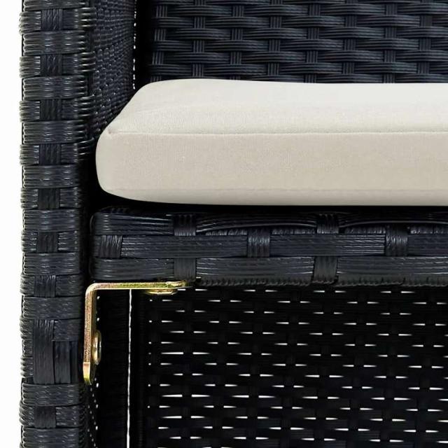vidaXL 2人掛けガーデンソファ クッション付き ブラック ポリラタン製家具 アウトドア家具 屋外椅子 屋外ソファ(代引不可)【送料無料】_2