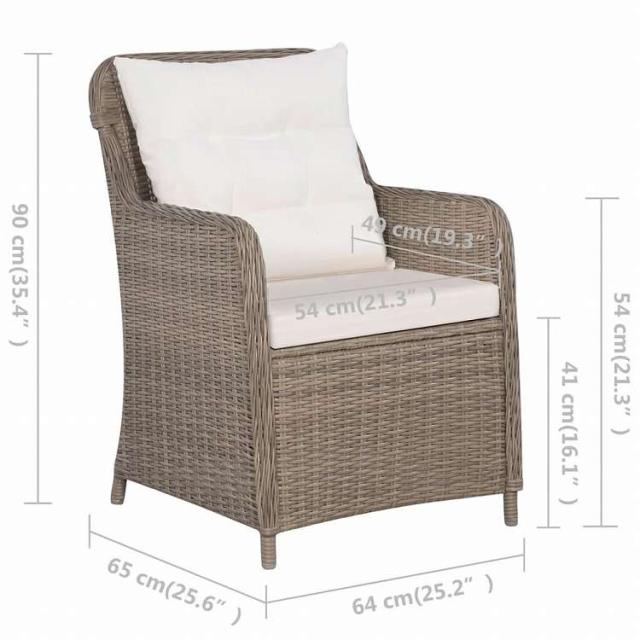 vidaXL ビストロ3点セット クッション&ピロー付き ポリラタン製 ブラウン家具 アウトドア家具 屋外家具セット(代引不可)【送料無料】_1