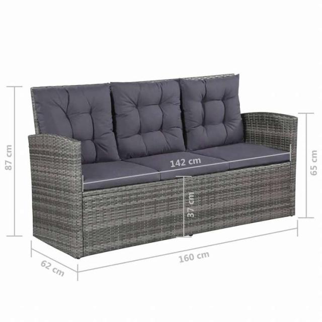 vidaXL ガーデンラウンジ6点セット クッション付き ポリラタン製 グレー家具 アウトドア家具 屋外家具セット(代引不可)【送料無料】