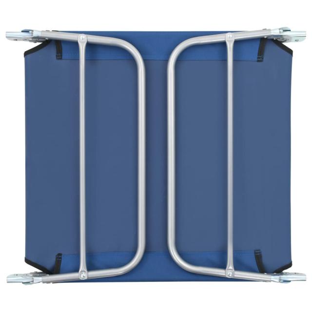 vidaXL 折りたたみサンラウンジャー 2点 スチール写真&amp;布製 青味調度品 アウトドア調度品 露天居敷き サンラウンジャー(代引不可)【貨物輸送無料】