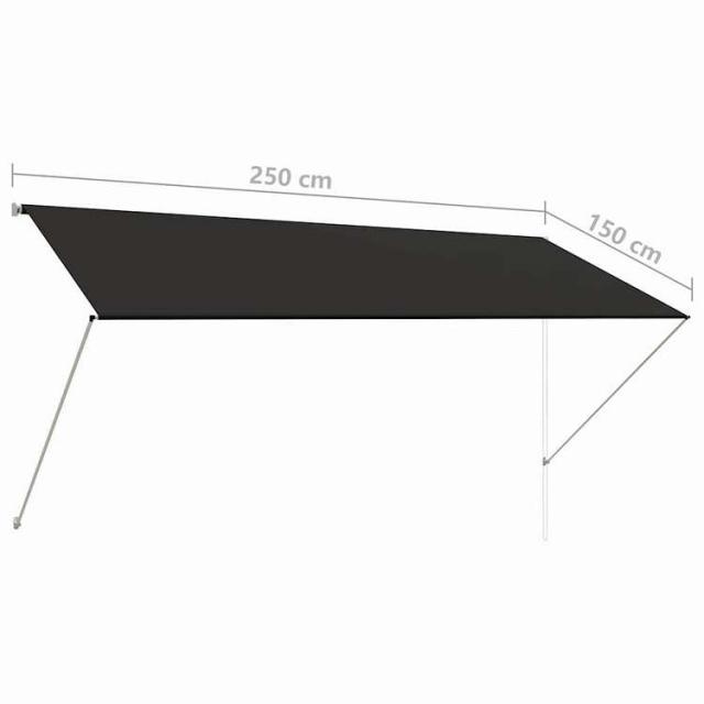 vidaXL 引き込み式オーニング 250x150cm アントラシートホーム&ガーデン 芝&ガーデン アウトドアリビング 窓・ドア用日除け/オーニング(代引不可)【送料無料】_7