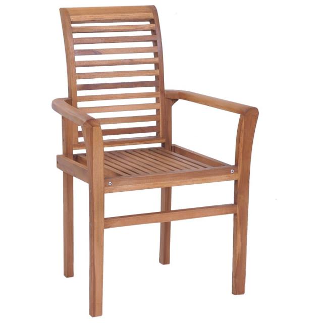 vidaXL スタッキングダイニングチェア 2脚 チーク無垢材家具 チェア キッチン・ダイニングルームチェア(代引不可)【送料無料】_4