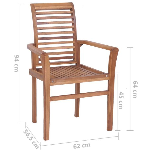 vidaXL スタッキングダイニングチェア 2脚 チーク無垢材家具 チェア キッチン・ダイニングルームチェア(代引不可)【送料無料】_9