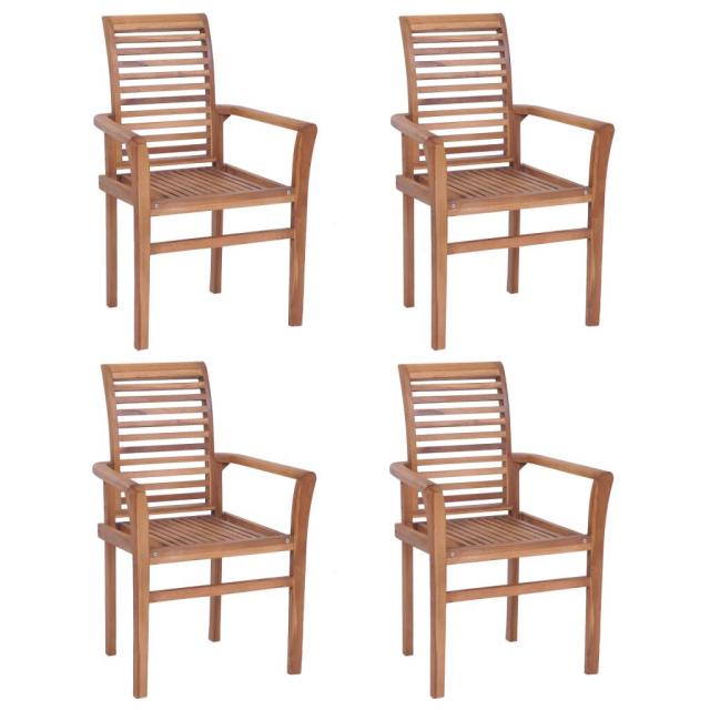 vidaXL スタッキングダイニングチェア 4脚 チーク無垢材家具 チェア キッチン・ダイニングルームチェア(代引不可)【送料無料】