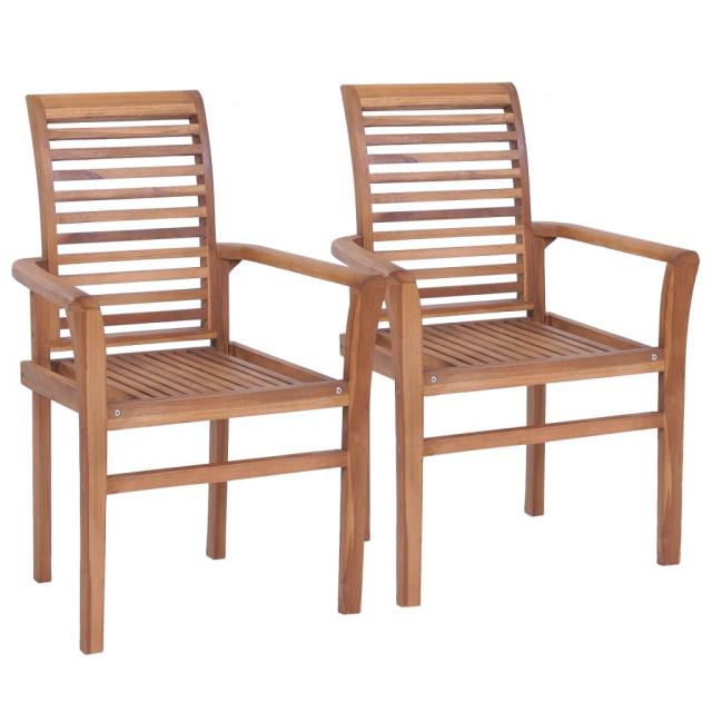 vidaXL スタッキングダイニングチェア 4脚 チーク無垢材家具 チェア キッチン・ダイニングルームチェア(代引不可)【送料無料】_1