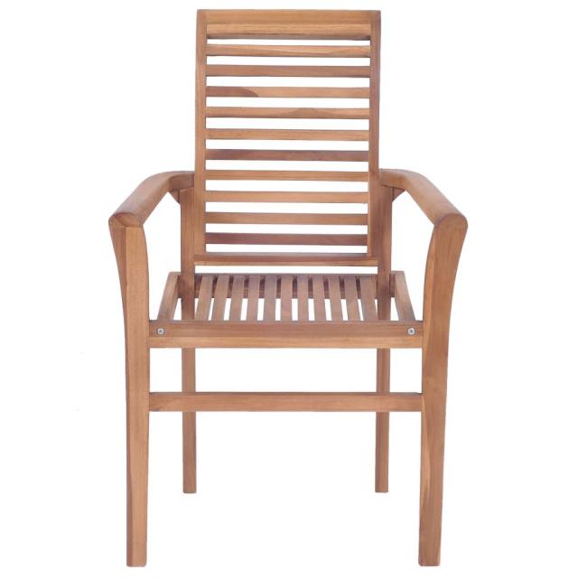 vidaXL スタッキングダイニングチェア 4脚 チーク無垢材家具 チェア キッチン・ダイニングルームチェア(代引不可)【送料無料】_3