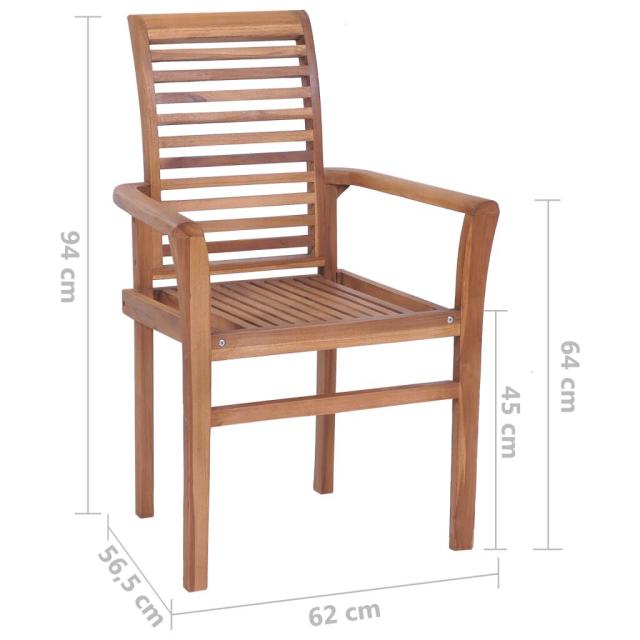 vidaXL スタッキングダイニングチェア 4脚 チーク無垢材家具 チェア キッチン・ダイニングルームチェア(代引不可)【送料無料】_9