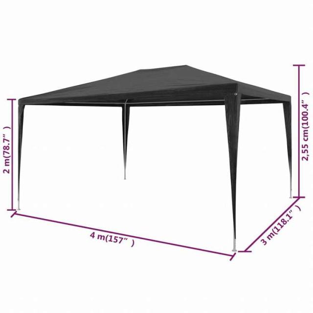 vidaXL パーティーテント 3x4m PE製 アントラシートホーム&ガーデン 芝&ガーデン アウトドアリビング アウトドアストラクチャー キャノピー・ガゼボ(代引不可)【送料無料】_5