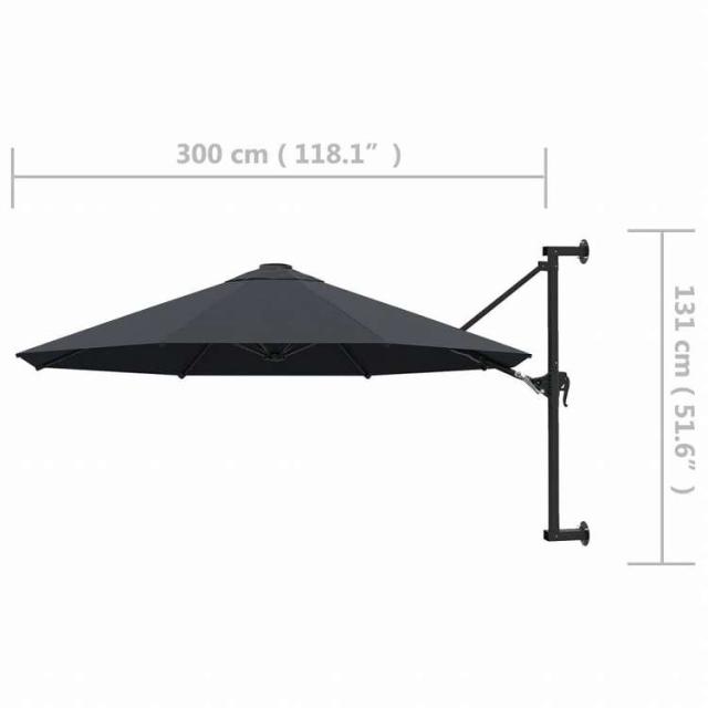 vidaXL 壁面取付け型パラソル 金属ポール付き 300 cm アントラシートホーム&ガーデン 芝&ガーデン アウトドアリビング 屋外用傘・サンシェード(代引不可)【送料無料】_7