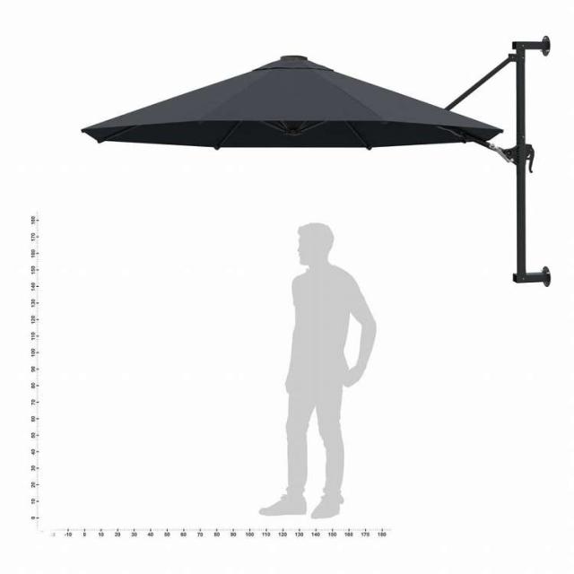 vidaXL 壁面取付け型パラソル 金属ポール付き 300 cm アントラシートホーム&ガーデン 芝&ガーデン アウトドアリビング 屋外用傘・サンシェード(代引不可)【送料無料】_8