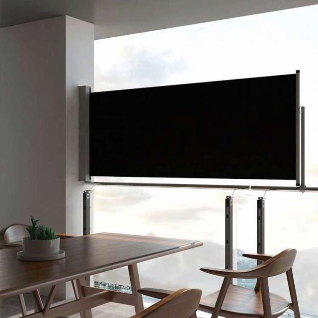 vidaXL パティオ用 引き込み式サイドオーニング100x300cm ブラックホーム&ガーデン 芝&ガーデン アウトドアリビング 屋外用傘・サンシェード(代引不可)【送料無料】