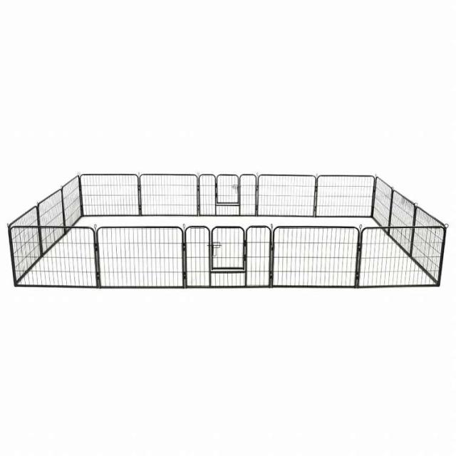 vidaXL 犬 プレイペン パネル16枚 スチール 60x80 cm ブラック (2x170572)動物&ペット用品 ペット用品 犬用品 犬小屋・ドッグラン(代引不可)【送料無料】