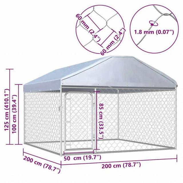 vidaXL 屋根付き 屋外用 犬小屋 200x200x135 cmAnimals & Pet Supplies ペット用品 犬用品 犬小屋・ドッグラン(代引不可)【送料無料】_4