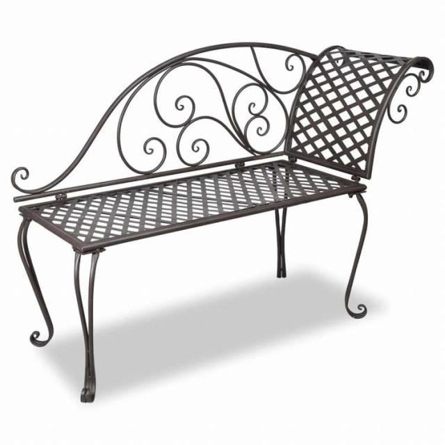 vidaXL ガーデンシェーズラウンジ 128cm スチール製 アンティークブラウン家具 アウトドア家具 屋外椅子 アウトドアベンチ(代引不可)【送料無料】