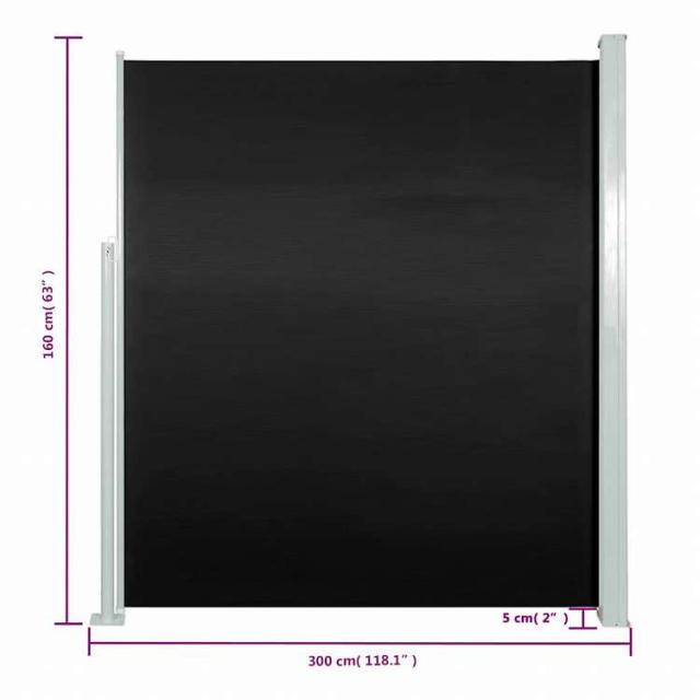 vidaXL パティオ テラスサイド オーニング 160x300cm ブラックホーム&amp;ガーデン 芝&amp;ガーデン アウトドアリビング 屋外用傘・サンシェード(代引不可)【送料無料】_6
