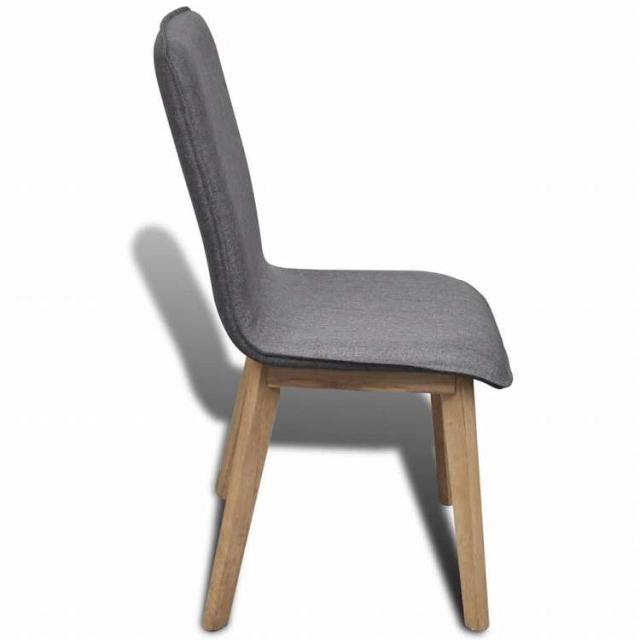 vidaXL ダイニングチェア 6点セット ライトグレー ファブリック&オーク無垢材家具 チェア キッチン・ダイニングルームチェア(代引不可)【送料無料】_3
