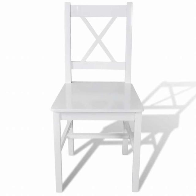 vidaXL ダイニングチェア 2点 マツ材 ホワイト家具 チェア キッチン・ダイニングルームチェア(代引不可)【送料無料】