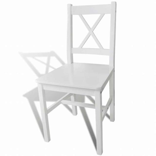 vidaXL ダイニングチェア 2点 マツ材 ホワイト家具 チェア キッチン・ダイニングルームチェア(代引不可)【送料無料】