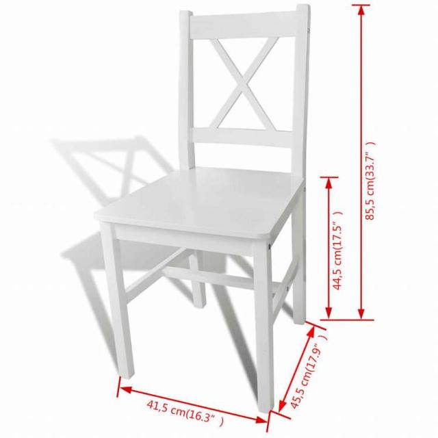 vidaXL ダイニングチェア 2点 マツ材 ホワイト家具 チェア キッチン・ダイニングルームチェア(代引不可)【送料無料】