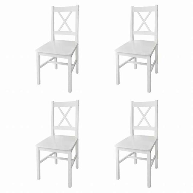 vidaXL ダイニングチェア 4点 マツ材 ホワイト家具 チェア キッチン・ダイニングルームチェア(代引不可)【送料無料】