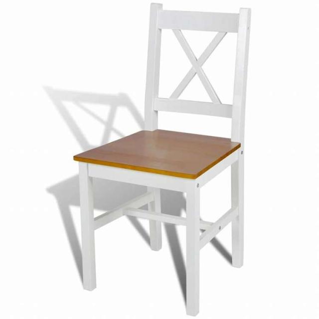 vidaXL ダイニングチェア 2点 マツ材 ホワイト家具 チェア キッチン・ダイニングルームチェア(代引不可)【送料無料】_2