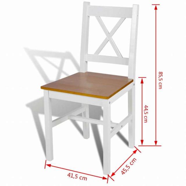 vidaXL ダイニングチェア 2点 マツ材 ホワイト家具 チェア キッチン・ダイニングルームチェア(代引不可)【送料無料】_4