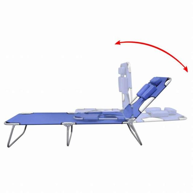 vidaXL 折りたたみ式サンラウンジャー 上端座蒲団付き添い人 粉体ペンキ塗りスチール写真製 青味調度品 アウトドア調度品 露天居敷き サンラウンジャー(代引不可)【貨物輸送無料】