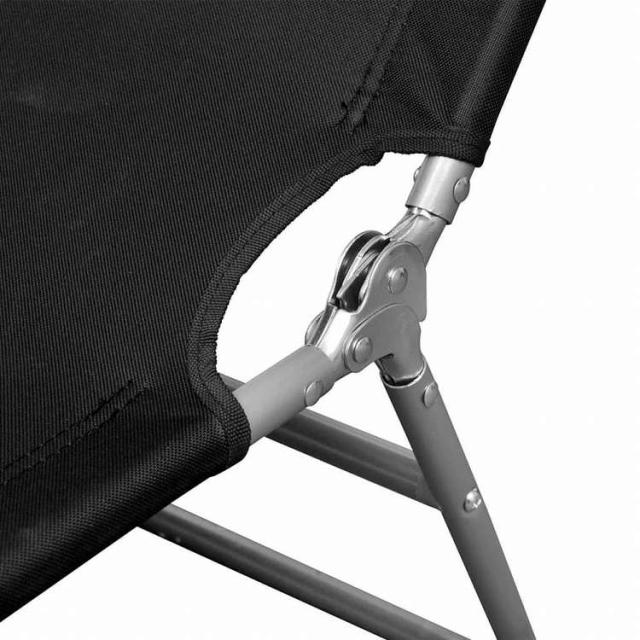 vidaXL 折りたたみ式サンラウンジャー ヘッドクッション付き 粉体塗装スチール製 ブラック家具 アウトドア家具 屋外椅子 サンラウンジャー(代引不可)【送料無料】_4