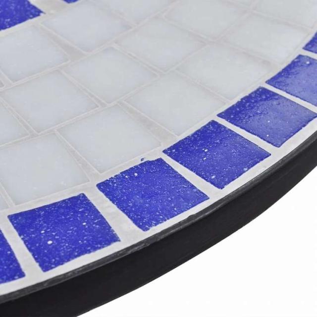 vidaXL ビストロテーブル ブルー&ホワイト 60cm モザイク家具 アウトドア家具 アウトドアテーブル(代引不可)【送料無料】_3