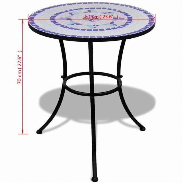vidaXL ビストロテーブル ブルー&ホワイト 60cm モザイク家具 アウトドア家具 アウトドアテーブル(代引不可)【送料無料】_4