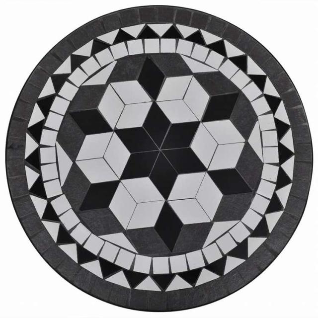 vidaXL ビストロテーブル ブラック&ホワイト 60cm モザイク家具 アウトドア家具 アウトドアテーブル(代引不可)【送料無料】_1
