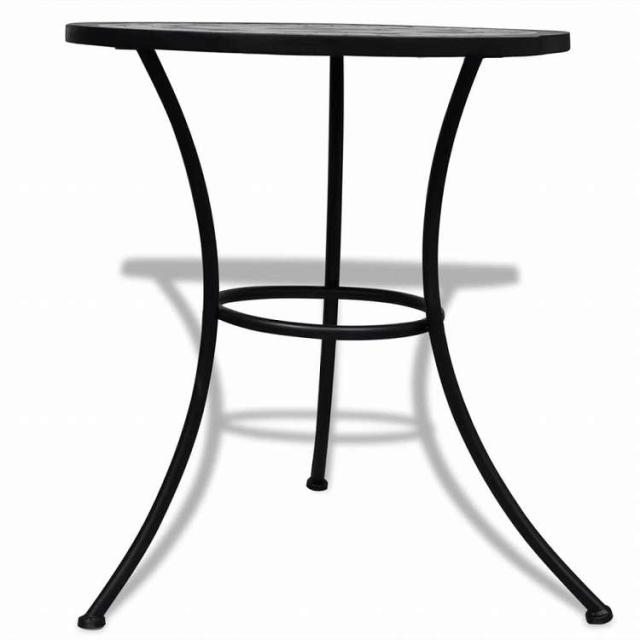vidaXL ビストロテーブル ブラック&ホワイト 60cm モザイク家具 アウトドア家具 アウトドアテーブル(代引不可)【送料無料】_2