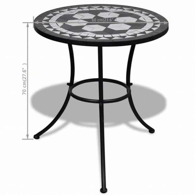 vidaXL ビストロテーブル ブラック&ホワイト 60cm モザイク家具 アウトドア家具 アウトドアテーブル(代引不可)【送料無料】_4
