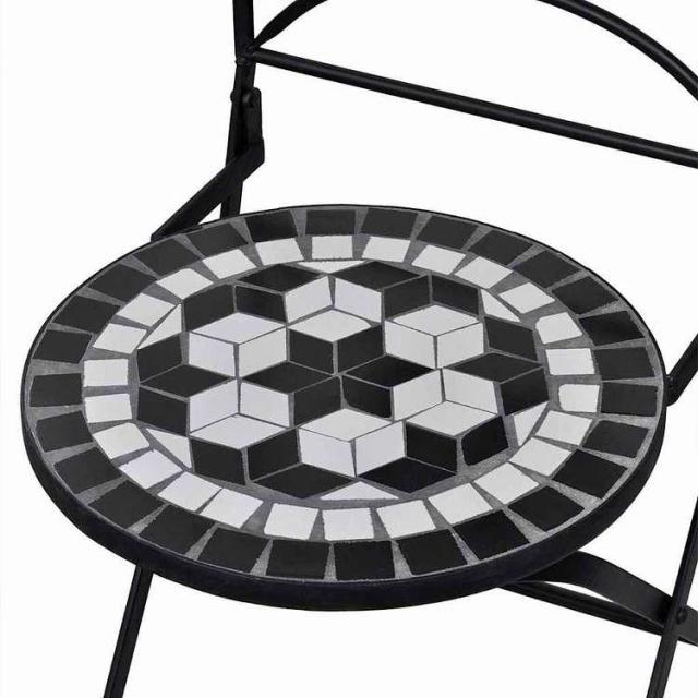 vidaXL 折りたたみ式ビストロチェア 2点 セラミック ブラック&amp;ホワイト家具 アウトドア家具 屋外椅子 アウトドアベンチチェア(代引不可)【送料無料】_3