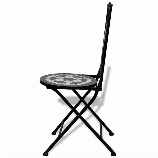 vidaXL 折りたたみ式ビストロチェア 2点 セラミック ブラック&amp;ホワイト家具 アウトドア家具 屋外椅子 アウトドアベンチチェア(代引不可)【送料無料】_4