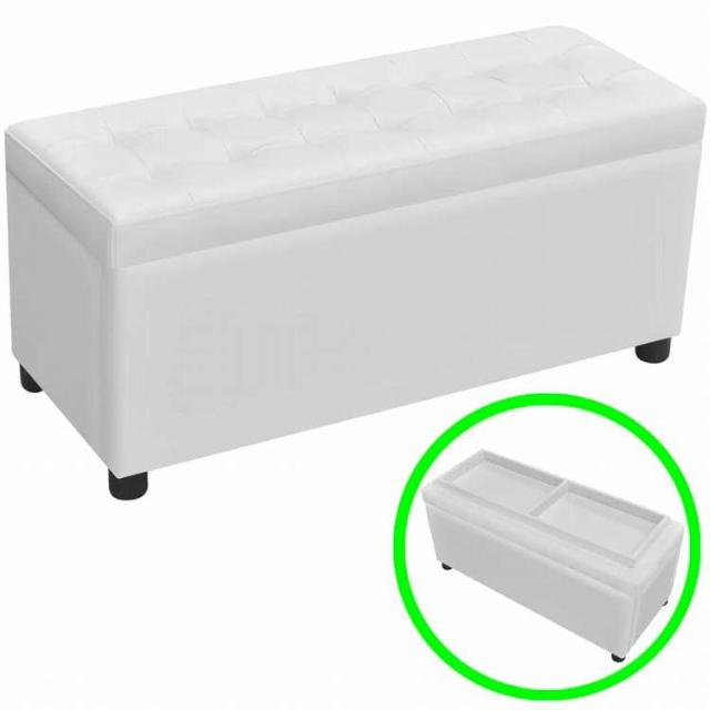 vidaXL 収納オットマン 人工皮革 ホワイト家具 ベンチ 倉庫・通路用ベンチ(代引不可)【送料無料】