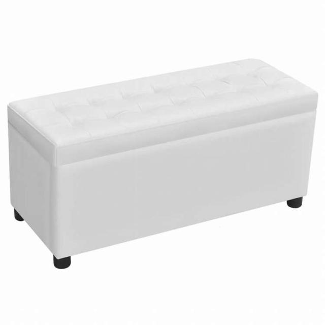 vidaXL 収納オットマン 人工皮革 ホワイト家具 ベンチ 倉庫・通路用ベンチ(代引不可)【送料無料】
