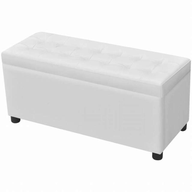 vidaXL 収納オットマン 人工皮革 ホワイト家具 ベンチ 倉庫・通路用ベンチ(代引不可)【送料無料】
