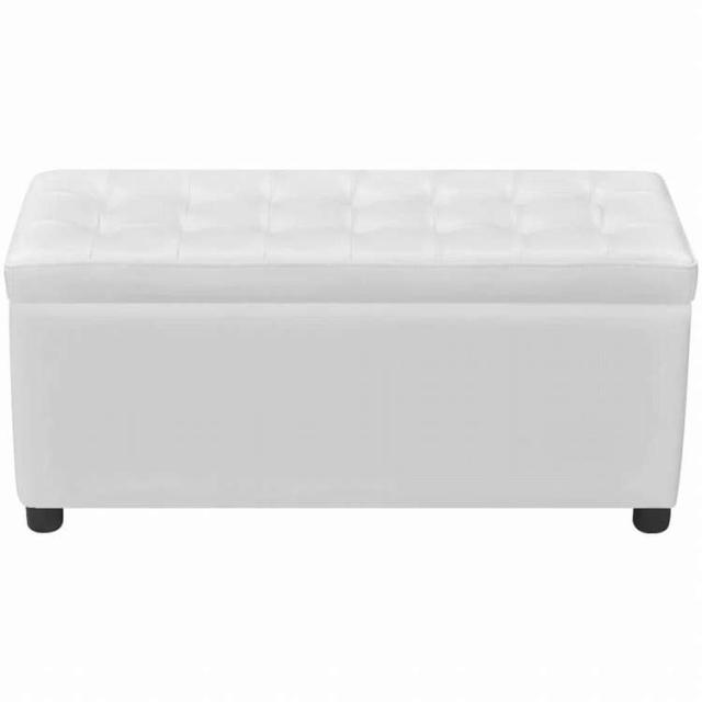 vidaXL 収納オットマン 人工皮革 ホワイト家具 ベンチ 倉庫・通路用ベンチ(代引不可)【送料無料】