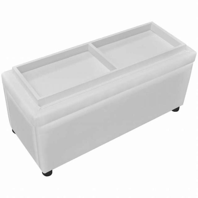 vidaXL 収納オットマン 人工皮革 ホワイト家具 ベンチ 倉庫・通路用ベンチ(代引不可)【送料無料】