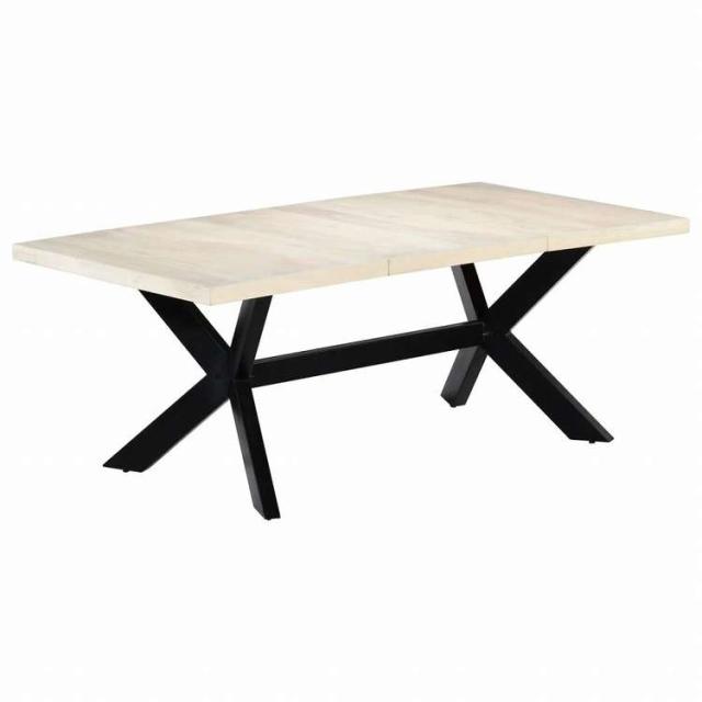 vidaXL ダイニングテーブル マンゴー無垢材 200x100x75cm ホワイト家具 テーブル キッチン・ダイニングルームテーブル(代引不可)【送料無料】
