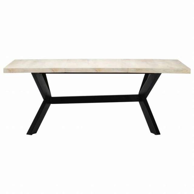 vidaXL ダイニングテーブル マンゴー無垢材 200x100x75cm ホワイト家具 テーブル キッチン・ダイニングルームテーブル(代引不可)【送料無料】_1
