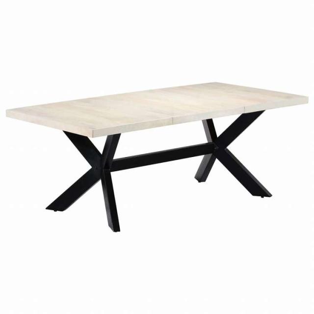 vidaXL ダイニングテーブル マンゴー無垢材 200x100x75cm ホワイト家具 テーブル キッチン・ダイニングルームテーブル(代引不可)【送料無料】_10