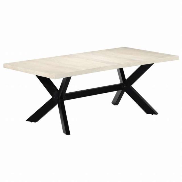 vidaXL ダイニングテーブル マンゴー無垢材 200x100x75cm ホワイト家具 テーブル キッチン・ダイニングルームテーブル(代引不可)【送料無料】_7