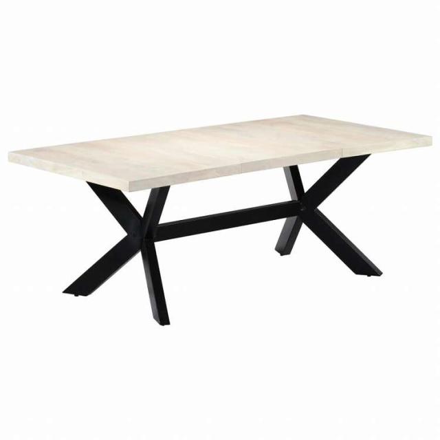 vidaXL ダイニングテーブル マンゴー無垢材 200x100x75cm ホワイト家具 テーブル キッチン・ダイニングルームテーブル(代引不可)【送料無料】_9
