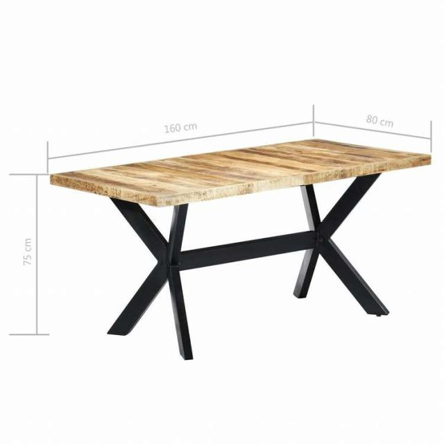 vidaXL ダイニングテーブル 160x80x75cm マンゴー無垢材 (粗目)家具 テーブル キッチン・ダイニングルームテーブル(代引不可)【送料無料】_6