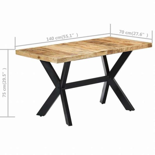 vidaXL ダイニングテーブル 140x70x75cm マンゴー無垢材 (粗目)家具 テーブル キッチン・ダイニングルームテーブル(代引不可)【送料無料】_6